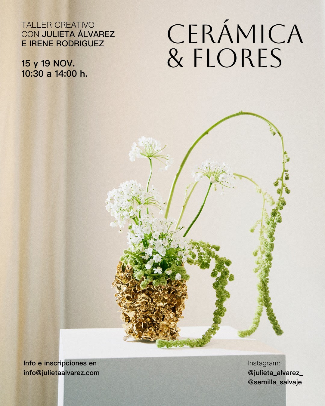 Taller de Cerámica y Flores en Madrid con Julieta Álvarez e Irene Rodríguez